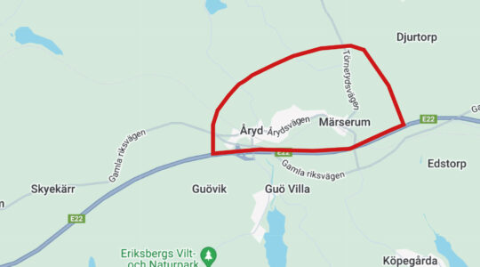 Karta över Åryd/Märserum som visar vilket område som berörs
